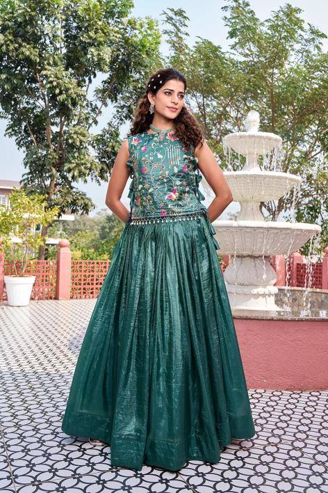Ram 166 Gold crush Green Lehengha choli manufacturer and exporter in Mumbai